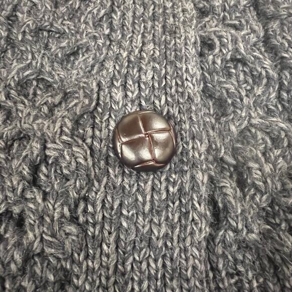 Celtic & Co 100% merino wool cable boyfriend cardigan small heathered navy blue - Picture 8 of 13